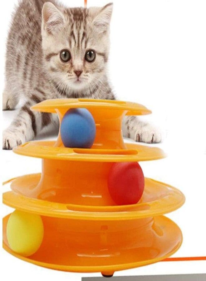 KittuPet Cat Toy Roller 3-Level Turntable Cat Toys Balls with Three Colorful Balls Interactive Kitten Fun Mental Physical Exercise Puzzle Kitten Toys. Pack fo 1 Color Blue - Image 2